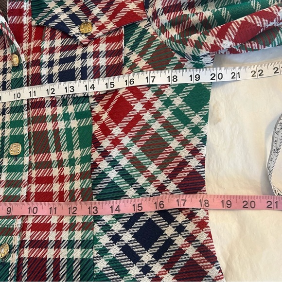 PANHANDLE SLIM VTG 70s Western Double Knit Plaid Shirt Jacket Shaket Sz M/L USA - Picture 15 of 16